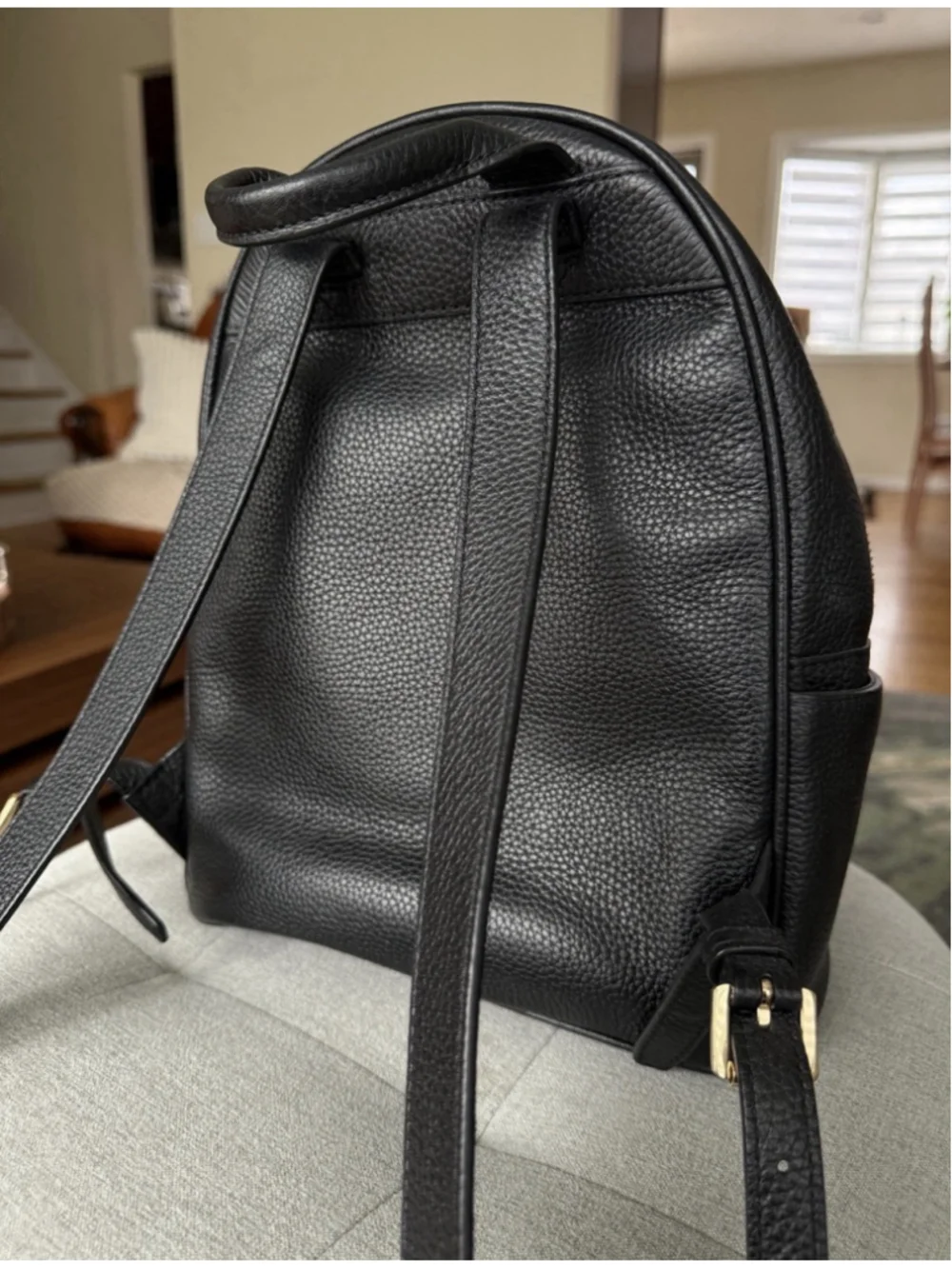 Michael Kors Abbey Medium Studded Pebbled Leather Backpack Black EUC